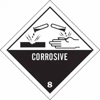 BRADY DOT Container Label: Corrosive, 4 in x 4 in, 4 in Label Ht, 4 in Label Wd, Vinyl, 500 PK (MPN 121070)