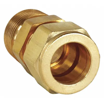 PARKER Compression Fitting Adapter: 3/4 in OD x 3/4 in pipe Size, Compression x MNPT - Single-Ferrule Brass Compression Fittings