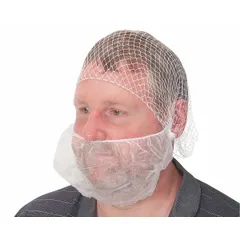 This beard net is made of polypropylene and is latex-free. It comes in white and is designed for universal fit. Supplied in a bag of 100, it is suitable for use in environments where hair containment is required to maintain hygiene.