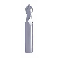 Solid carbide chamfer mill with AlTiN coating for extended tool life. Features 2 flutes and a 90° included angle for creating beveled edges on workpiece corners. Used in metal fabrication, mold making, and general machining to prepare edges for welding, deburring, or assembly. Mill diameter: 1", overall length: 4"