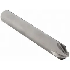Carbide chamfer mill with 4 flutes and a 60° included angle. Mill diameter is 3/16" and overall length is 2". Used for creating beveled edges, deburring sharp corners, and preparing surfaces for welding or assembly in general metalworking applications.