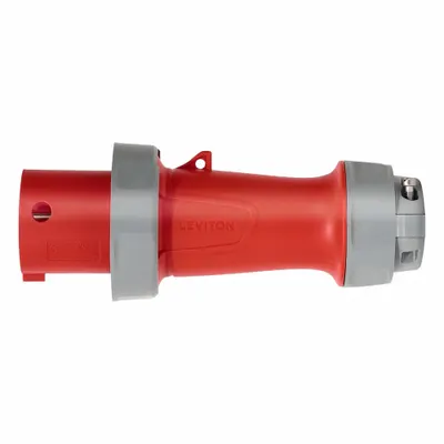 LEVITON Pin and Sleeve Plug: Red, 480V AC, Single Phase, 60 A, 2 Pole, 3 Wire - Washdown-Rated Plugs