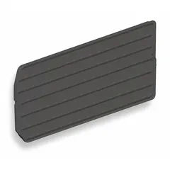 This divider subdivides giant hopper bins into smaller compartments for organizing parts, tools, or components in workshop or warehouse storage. It is black, not electrostatic discharge conductive, and fits compatible AKRO-MILS bins (model 30292).