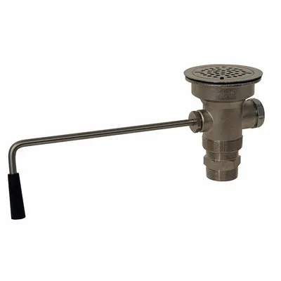 ADVANCE TABCO Drain Assembly: Stainless Steel, 4 3/8 in Overall Dia, Threaded - Sink Drains with Lever-Activated Stopper