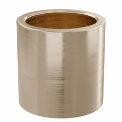 This lubricated general purpose metallic sleeve bearing is made from SAE 841 bronze. It has a 16 mm bore, 20 mm outer diameter, and 20 mm length, with a maximum PV rating of 49,938 lb/sq in-fpm. Suitable for supporting rotating shafts in machinery where reduced friction and wear are required.