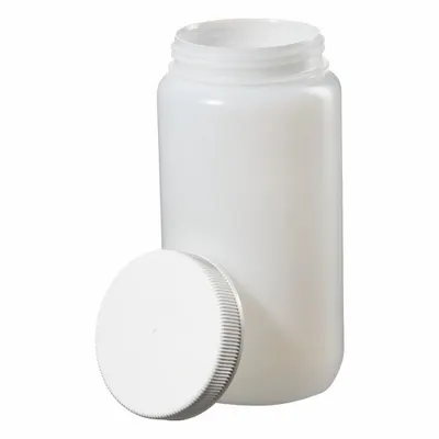 NALGENE Storage Bottle: HDPE, 2 L, 0.5 gal, Closure Included, Natural, 100 mm - HDPE Wide Mouth Round Lab Bottles