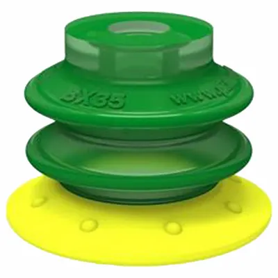 PIAB Vacuum Pad: Plain Pad without Adapter, 1.46 in Pad Dia, Polyurethane, Green - Multi-Bellows Type Packaging Industry Vacuum Pads