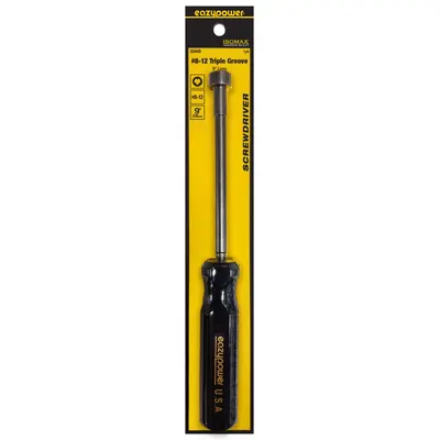 EAZYPOWER Screwdriver: Triple Groove Series, Steel, #8-12 Tip Size, 5 in Shank Lg - Triple-Groove Screwdrivers