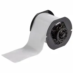 Continuous label roll measuring 3 inches by 100 feet, made of metalized polyester with a silver satin finish for indoor use. Compatible with Brady i3300 printer series for thermal transfer printing. Suitable for industrial identification and asset tracking applications requiring durable barcode and text labels.