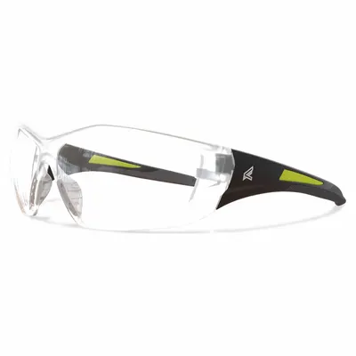 EDGE EYEWEAR Safety Glasses: Clear Lens, Full-Frame, Metal Detectable, Black Frame - Padded Comfort-Fit Safety Glasses