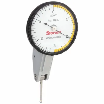 STARRETT Tilted-Face Dial Test Indicator: 0 in to 0.03 in, Horizontal, Inch - Dial Test Indicators - Horizontal & Tilted-Face Styles