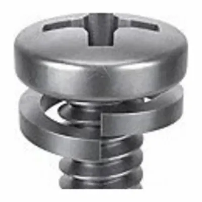 SEMS Screw: Split Lock, #6-32 Thread Size, 3/8 in Lg, Stainless Steel, Passivated - Machine Screws with Split Lock Washers