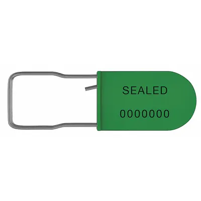 UNIVERSEAL Padlock Seals: Green, Plastic, 100 lb Breaking Strength, 1 3/16 in Hasp Lg - Metal Hasp Padlock Seals