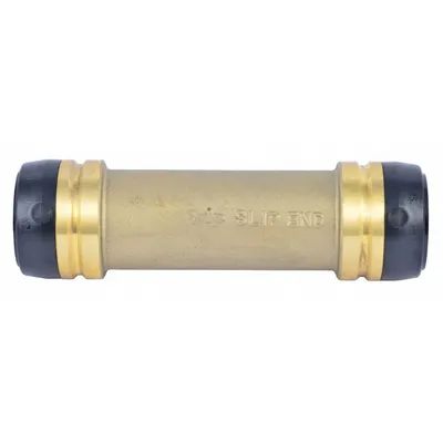 SHARKBITE Push-Fit Coupling Fitting: 1 1/4 in OD x 1 1/4 in OD Size, Brass - Standard Brass Push-to-Connect Tube Fittings