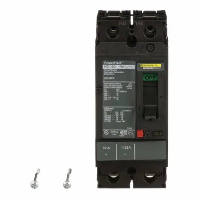 SQUARE D Molded Case Circuit Breaker: 70 A Amps, 25kA at 240V AC, Fixed, Line/Load Lug - H-Frame Square D Molded Case Circuit Breakers