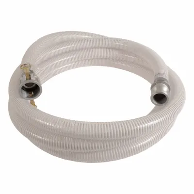 OEM PVC Water Suction & Discharge Hose Assembly, 1-1/2 in ID, 10 ft, 90 psi, Clear - PVC Water Suction & Discharge Hose Assemblies with PVC Helix Reinforcement