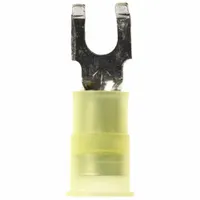 3M Fork Terminals: Yellow, Nylon, #8 Stud Size, 12 AWG – 10 AWG Wire Range, Block Fork, 600 V (MPN MNG10-8FBK)