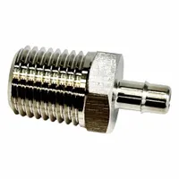 Mini Barb Fitting: Threaded, Stainless Steel, Rubber, 2,000 psi Max Op Pressure (MPN 1/4B5-SS)