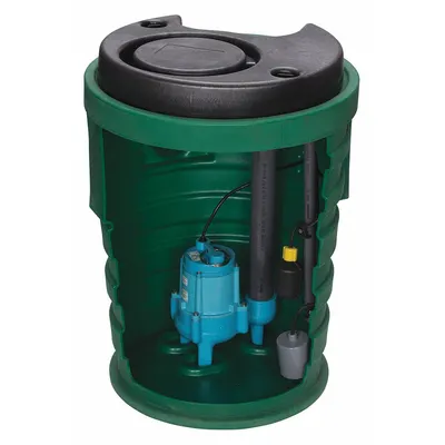 LITTLE GIANT Sewage Ejector System: 41 gal, 2/5 hp, 120V AC, 70 gpm Flow Rate @ 10' of Head - Simplex Sewage Ejector Pump Systems