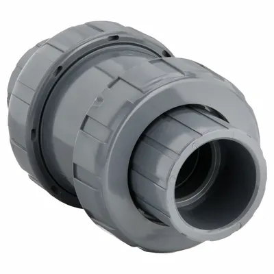 HAYWARD Check Valve: Ball, Inline Valve Body, PVC, 1 1/2 in Pipe Size, True Union Socket/NPT - PVC Ball Check Valves