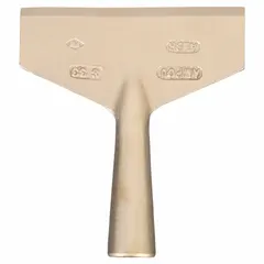 Nickel aluminum bronze scraper with a stiff, straight blade shape. Overall length of 7 inches. Suitable for deburring, cleaning, and finishing metal surfaces in industrial maintenance and fabrication.