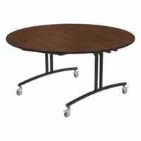 PALMER HAMILTON Folding Table: Montana Walnut, 30 in Overall Ht, 60 in Overall Lg, 60 in Overall Wd (MPN PHLIP20-3060RD-MWTB)