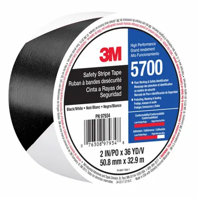 3M Floor Marking Tape: Gen Purpose, Striped, Black/White, 2 in x 108 ft - General Purpose Floor Marking Tape
