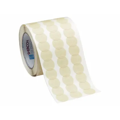 CAPLUGS Paper Tape Discs: KD SH, Off-White, Disc, 3/8 in Pre-Cut Dia, Acrylic, Crepe Paper - High-Temperature Masking Tape Discs