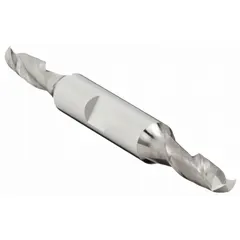 Double-end carbide square end mill with 1/4" mill diameter, 5/8" length of cut, and 3-1/2" overall length. Features 2 flutes for efficient chip evacuation. Suitable for general-purpose milling, slotting, and profiling in metals and composites.