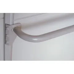 Steel push handle with taupe powder-coated finish. Includes one handle with mounting hardware. Overall width 21-1/2 in, depth 4-1/2 in. Used for maneuvering medical carts in healthcare settings.