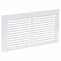 Return Air Grille: Louvered Grille, White, Powder Coated, Steel, 7 3/4 in H, 13 3/4 in W, 1/4 in D