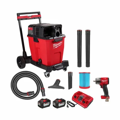 MILWAUKEE Tool Combination Kit: 2 Tools, Impact Wrench, 18 V DC Volt, Battery Included - Milwaukee 18V Cordless Tool Combination Kits