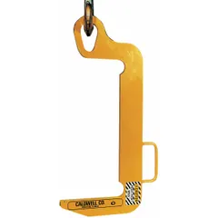 Narrow coil C-hook lifter for lifting and transporting coils by their inner diameter. Max load capacity 1,000 lb, max coil diameter 3 in, max coil width 8 in. Used in manufacturing, warehousing, and metal processing for safe handling of narrow coils.