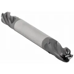 This double-end carbide ball end mill features an AlTiN coating and four flutes. With an 11/64" mill diameter and 2" overall length, it is suited for contouring, slotting, and profiling operations in general machining applications.