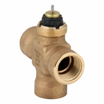 Honeywell Hydronic Globe Valve: 3-Way, 4.9 CV Flow, 3/4 in Female NPT, Brass Body - 3-Way NPT Connection Globe Valves