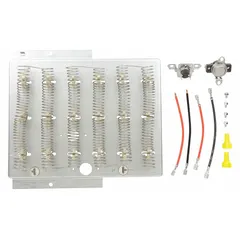 Dryer heater kit for Whirlpool washing machines and dryers. Replaces the heating element to restore proper drying function. Genuine Whirlpool component.