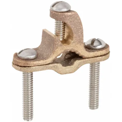 NVENT ERICO Grounding Connector: Bronze, 8 AWG SOL to 2 AWG STR Grounding Wire Size - Pipe Ground Clamps