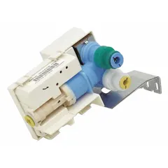 OEM replacement inlet valve for refrigerators and freezers. Controls water flow to ice makers and water dispensers. Regulates water pressure and shut-off.
