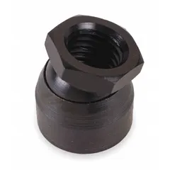 Zinc-plated steel toggle pad with 1"-8 thread. Used in workholding fixtures to clamp workpieces without marring surfaces. Suitable for machining, assembly, and industrial maintenance applications.
