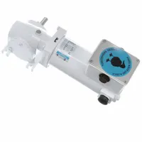 This right angle gearmotor features a permanent magnet DC motor with a TENV enclosure, rated for washdown environments. It delivers 125 RPM and up to 90 in-lb of torque at a 20:1 ratio, drawing 28 A at full load. Typical applications include conveyors, packaging machinery, and food processing equipment requiring low-speed, high-torque output in wet conditions