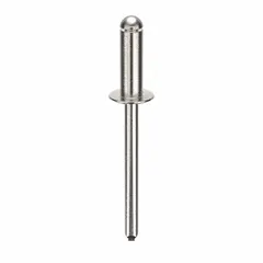 Inch-series domed-head blind rivet with 0.183" diameter, 1 40/47" overall length, 35/64" body length, and 1 27/32" overall length. Supplied in a 250-piece pack. Used for fastening materials where only one side is accessible, common in metal fabrication, automotive assembly, and HVAC ductwork.