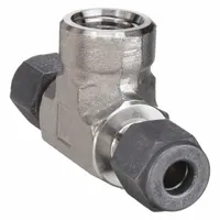 PARKER Compression Tee Fitting: 3/8 in OD x 3/8 in OD x 1/4 in Pipe Fitting Size, Stainless Steel (MPN 6-6-4 OBZ-SS)