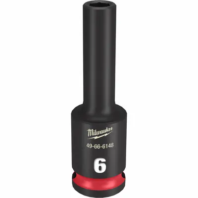 MILWAUKEE Deep Impact Socket: 3/8 in Drive Size, Metric, 6 mm Socket Size, 6-Point - 3/8" Drive Impact Sockets