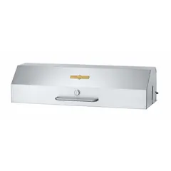 This CROWN VERITY roll dome hood is constructed of stainless steel for use in commercial kitchen ventilation. It measures 48 inches wide, 23 inches deep, and 16 inches high. Designed to capture grease, smoke, and heat from cooking equipment.
