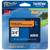 Combined Label and Ribbon Cartridge: 3/4 in x 16 3/8 ft, PET, Fluorescent Orange (Gloss) (MPN TZEB41G)