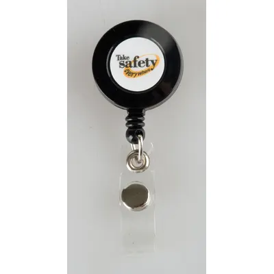 QUALITY RESOURCE GROUP Badge Holder: Strap, Horizontal/Vertical, 1 1/4 in Overall Ht, 3 1/2 in Overall Wd - Retractable Tethers for Badges