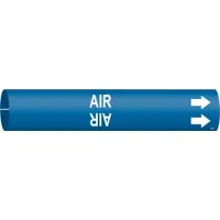 Pipe Marker: Air, Blue, White, Fits 3/4 to 1 3/8 in Pipe O.D., 1 Pipe Markers, With Arrows (MPN 4002-A)