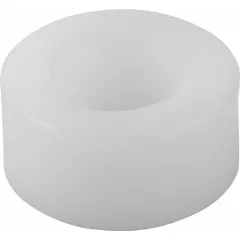 Smooth acetal body insert with a flat face and counterbore. Used in jig and fixture building to provide a low-friction bearing surface for clamping or locating components. Bore diameter 3.4 mm, height 12 mm.