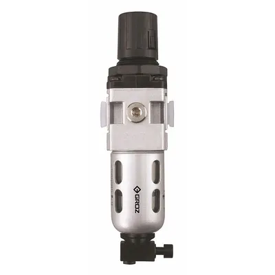 GROZ Filter-Regulator: Light Duty Series, 1/4 in NPT, 20 cfm, 40 micron, 7 psi to 145 psi - GROZ FRL Air Filter/Regulators
