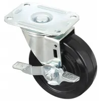 APPROVED VENDOR Plate Caster: Swivel, Rubber, 4 in Wheel Dia, 1 1/4 in Wheel Wd, Light Duty, Plain